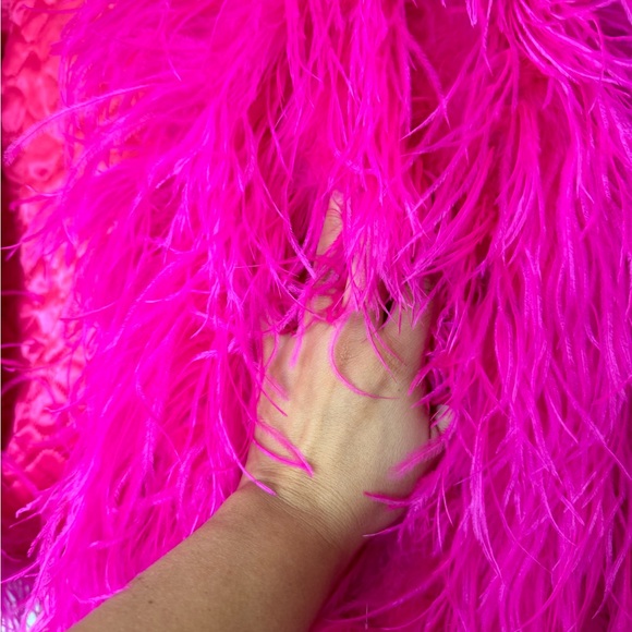 Bright Pink Ostrich Feather Coat - Picture 3 of 14